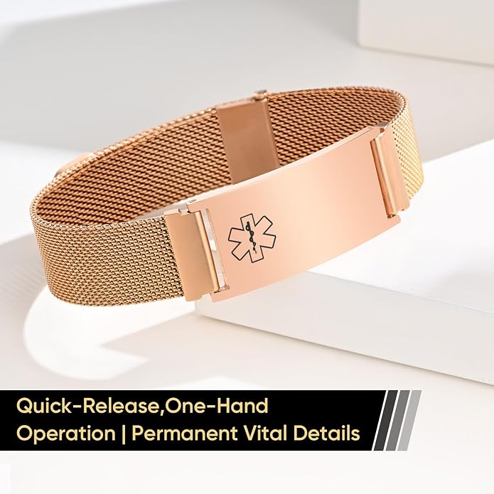 VNOX Medical Alert Id Bracelet for Men Women, Custom Engraving Adjustable - Image 10