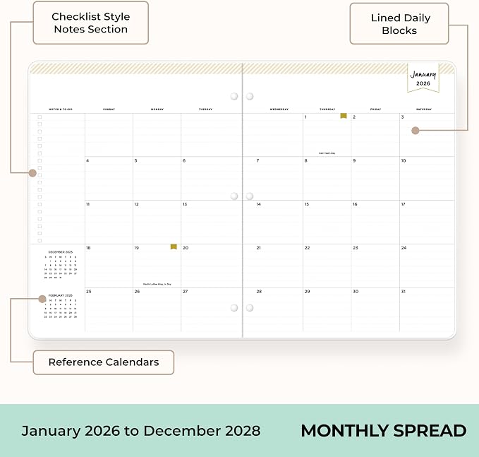 Blue Sky Day Designer 24 Month 2026 Monthly Planner Calendar, January 2026 - Image 3