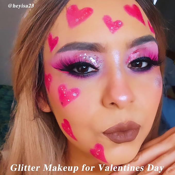 MEICOLY Pink Body Glitter Stick, Singer Concerts Lover Heart Glitter Makeup - Image 2