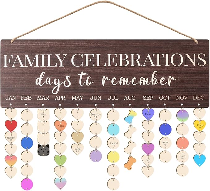 Family Birthday Calendar Board Wall Hanging by LonganCraft