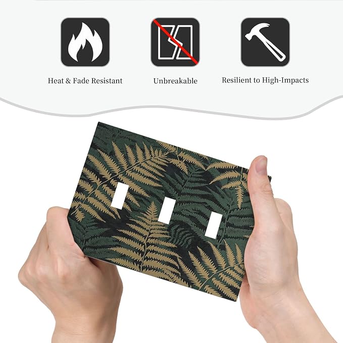 Decorative Switch Plates Botanical Fern Green Leaf Forest 3 Gang Wall Plate - Image 6