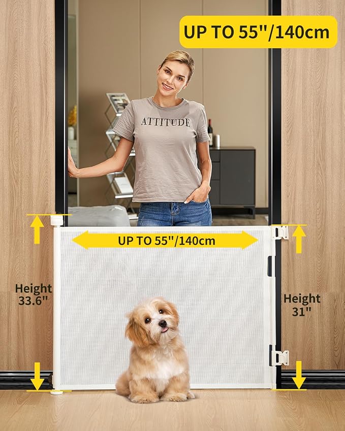 Retractable Baby Gate for Stairs – 33” Height, Expands up to 55” Width – Safety - Image 2
