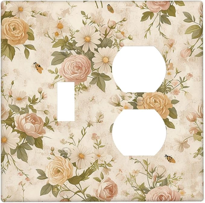Wallplates Boho Vintage Roses Pink Red Yellow Bouquet Floral 1 Toggle 1 Duplex by LightSwitchCover