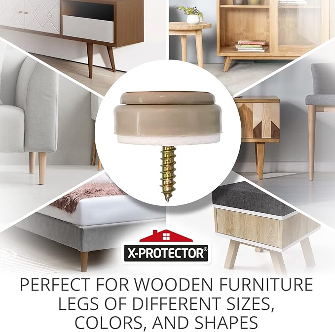 Chair Glides X-PROTECTOR – 8 PCS 1" Furniture Glides – Screw-On Chair Sliders – - Image 2