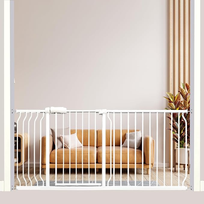 Extra Wide Baby Gate Tension Indoor Safety Gates White Metal Large Pressure by Thasamm