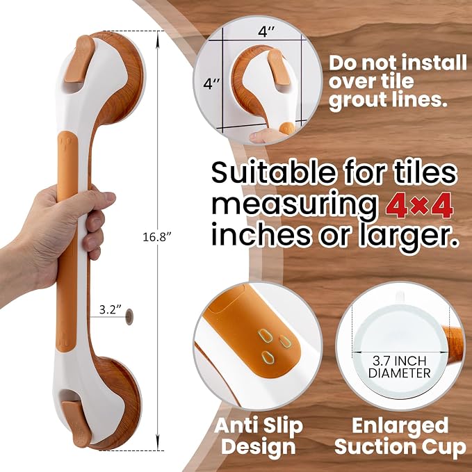 TAILI Grab Bars for Bathtubs and Showers 2 Pack Suction Grab Bar, Heavy Duty - Image 3