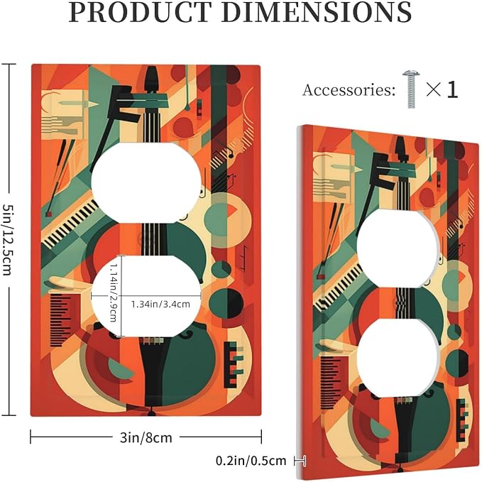 Outlet Covers Violin Abstract Jazz Colorful Painting 1 Gang Duplex Wall Plate - Image 5
