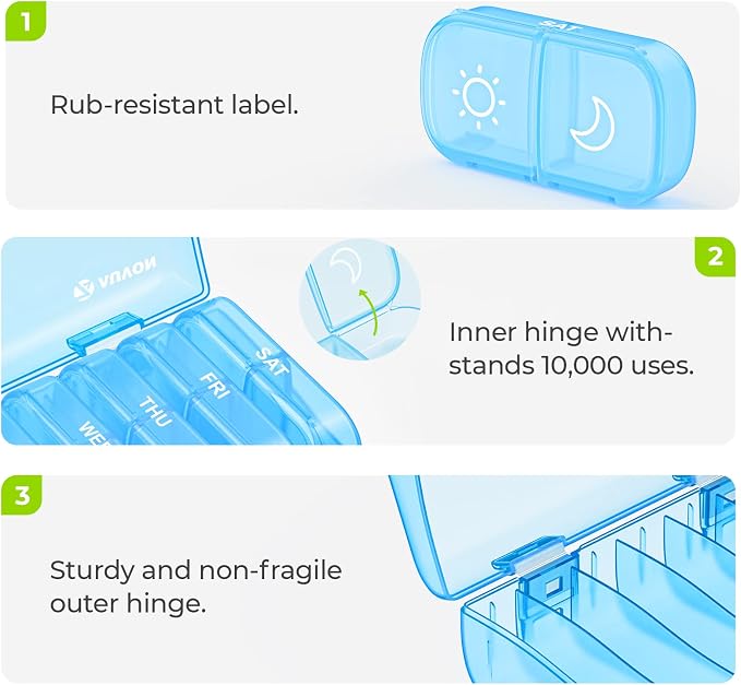 AUVON XL Weekly Pill Organizer 2 Times a Day, Pill Box 7 Day - Image 3