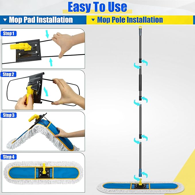 24" Commercial Dust Mop for Floor Cleaning, Heavy Duty Large Industrial Floor - Image 7
