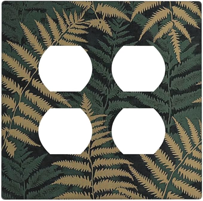 Outlet Covers Botanical Fern Green Leaf Forest 2 Gang Double Duplex Decorative by Unknown
