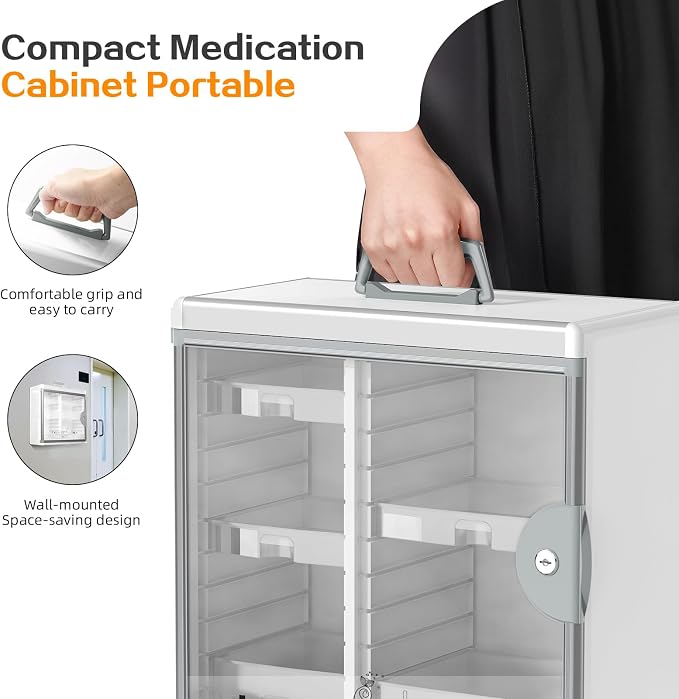 Glosen Medicine Cabinet Locking Medicine Cabinet Wall Mounted【 Silver 13.6 x - Image 5