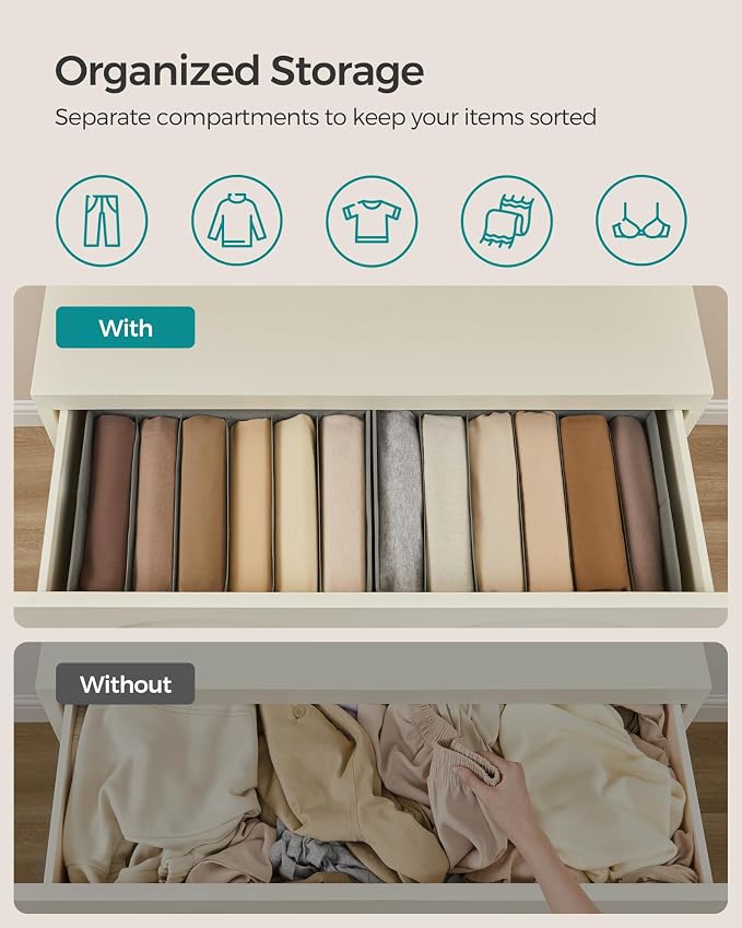 SONGMICS Set of 6 Large Size Wardrobe Clothes Organizers, 6-Compartment - Image 3