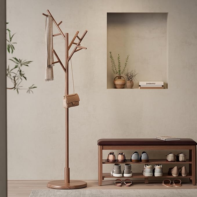 Coat Rack, Solid Wood Coat Rack Freestanding - Image 2