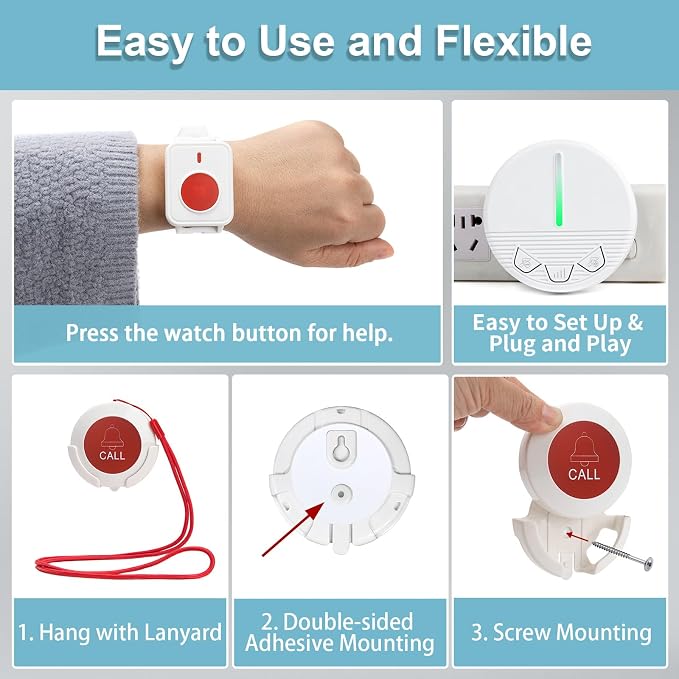 Life Alert Systems for Seniors Caregiver Pager Call Button SOS Button Alert - Image 6