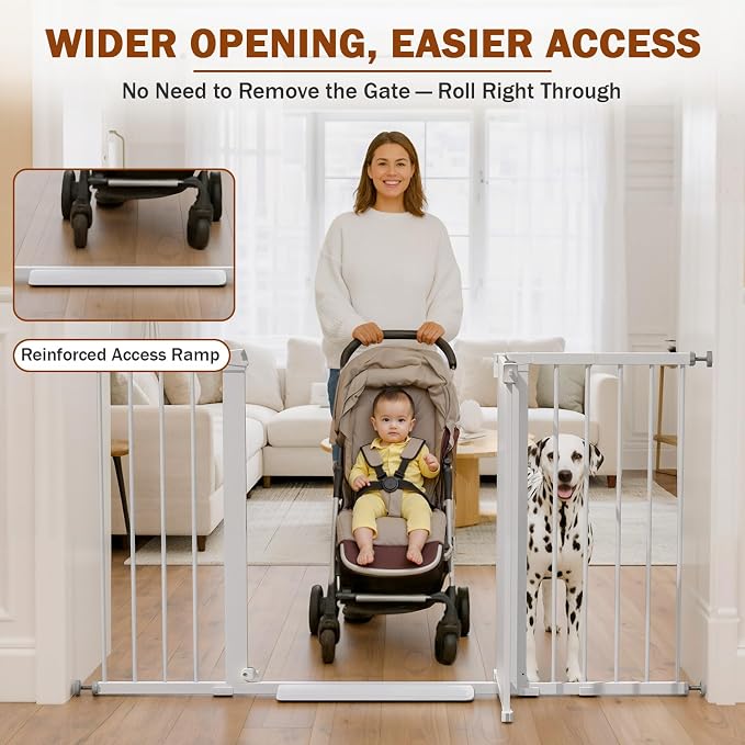 Mumeasy 29.7-57" Extra Wide Baby Gate, Auto Close Large Dog Gate - Image 4