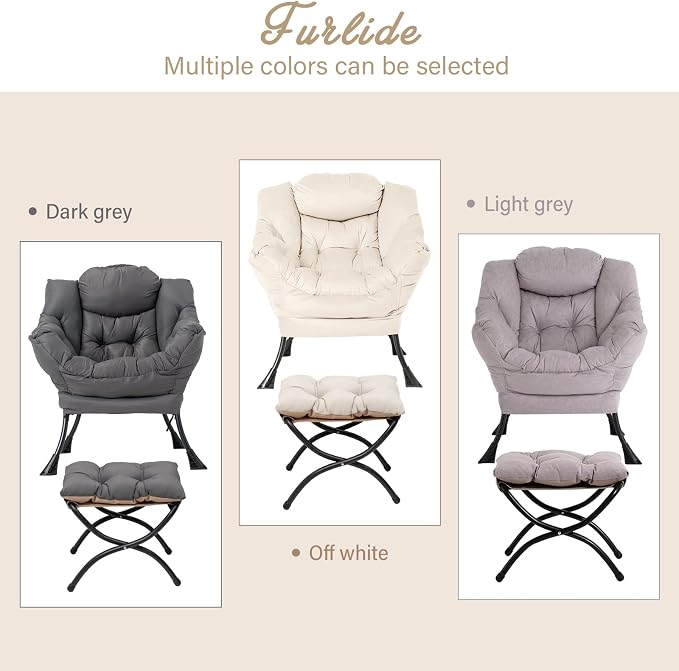Lazy Chair with Ottoman, Modern Chair with Folding Footrest, Lounge Accent Chair - Image 9