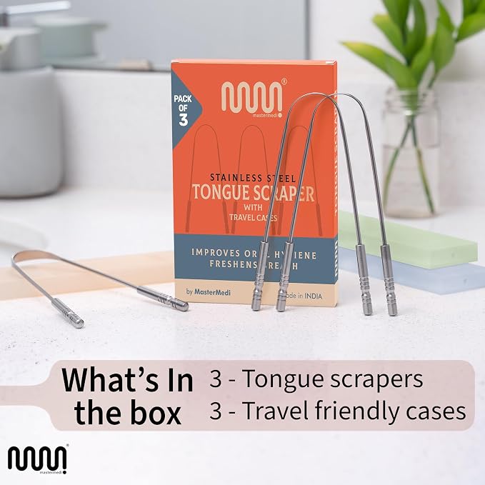 MasterMedi Tongue Scraper for Adults, 100% Stainless Steel Scrubber for Bad - Image 5