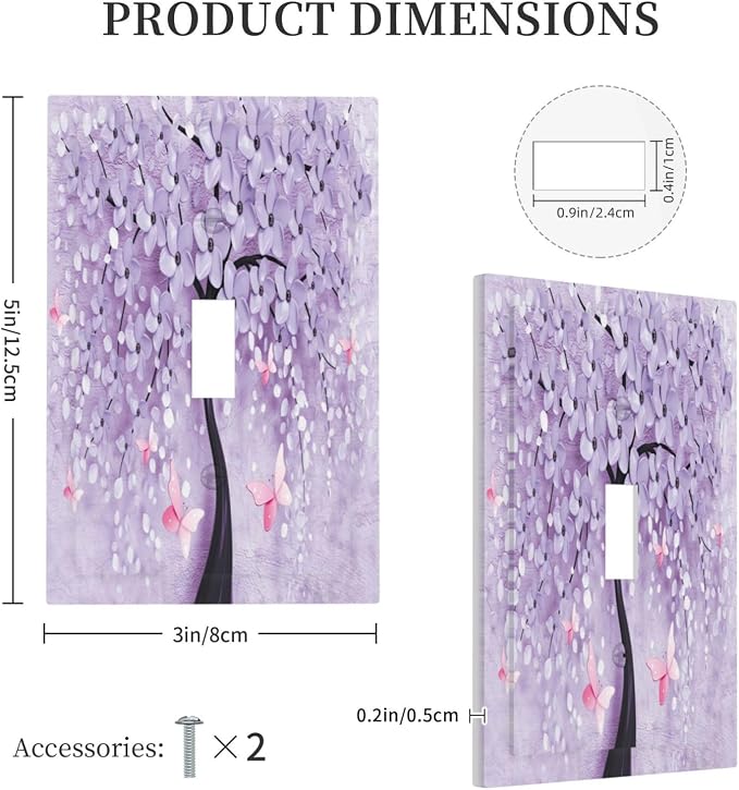 Light Switch Cover 3D Purple Tree 1 Gang Wall Plate Cover Single Toggle Outlet - Image 5