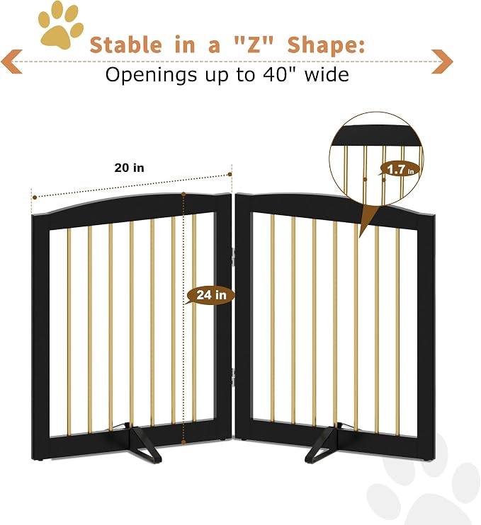 Freestanding Pet Gate for Dogs, Foldable Wooden Dog Gate for House, Step Over - Image 5