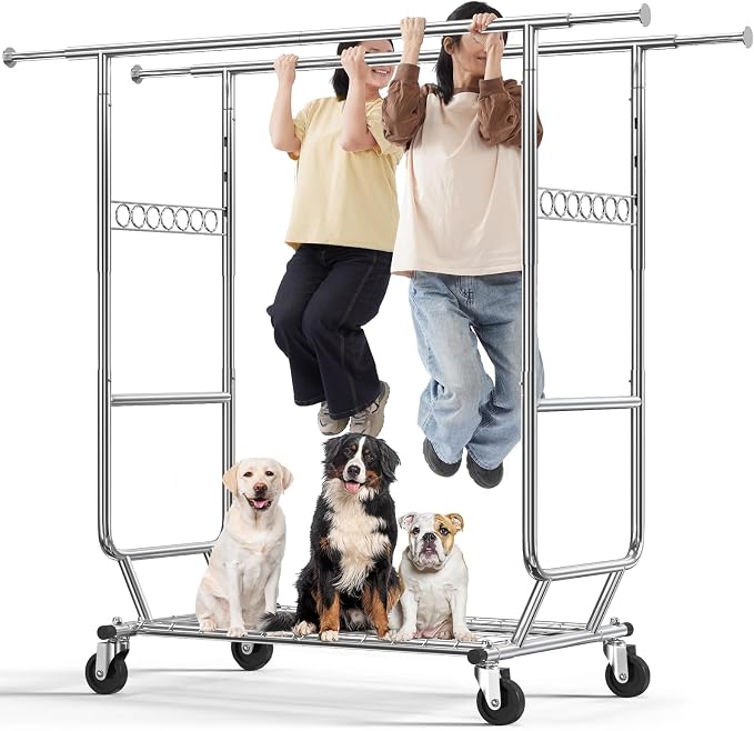 HOKEEPER Clothes Rack Heavy Duty Clothing Rack Load 650 LBS Collapsible Garment by HOKEEPER