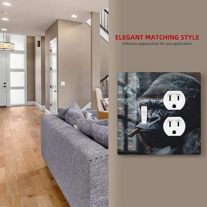 Funny Animal Smoking Black Orangutan Wallplates 1 Toggle 1 Duplex Switch Plate - Image 7
