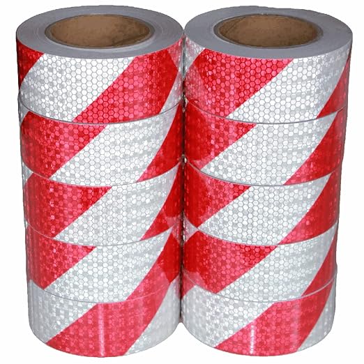 Red and White Reflective Tape 2 inch X 66 feet X 10 Rolls, Outdoor Waterproof by tuyrchu