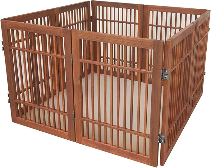 Urnporium Freestanding Pet Gate Folding Wooden Fence - Image 3
