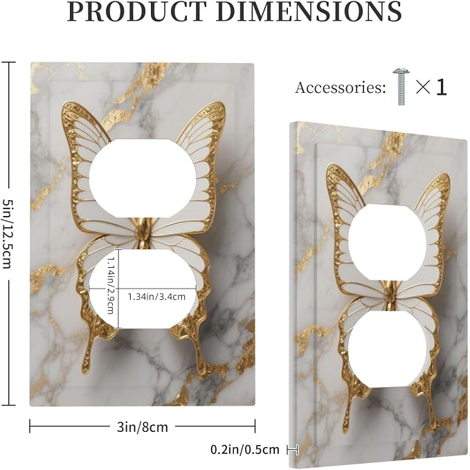 Gold Marble Shine Butterfly Abstract Modern Print Outlet Covers 1 Gang Duplex - Image 5