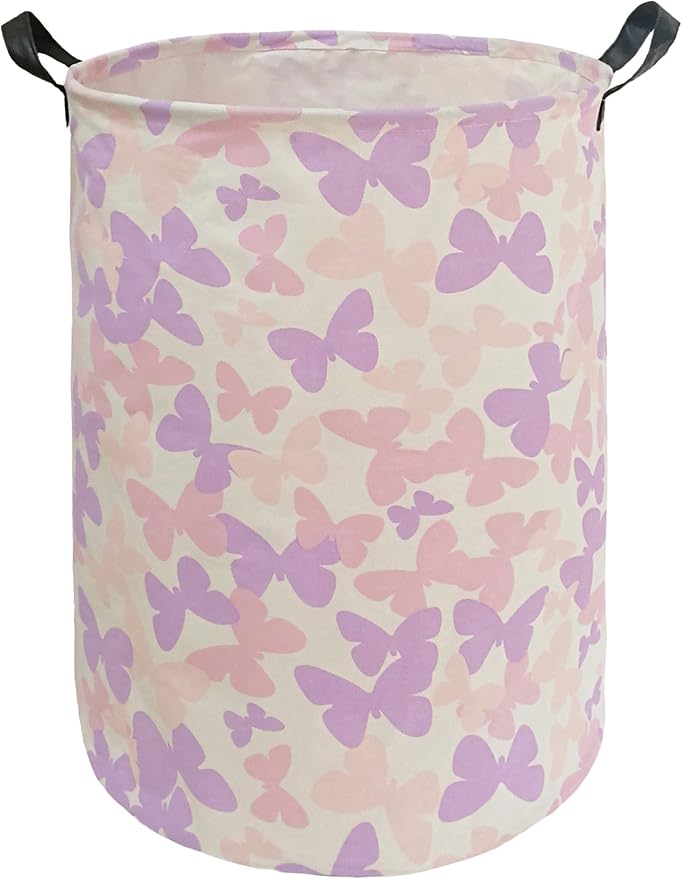 19.7 Inch Round Butterfly Pattern Laundry Clothes Hamper Laundry Basket by Unknown