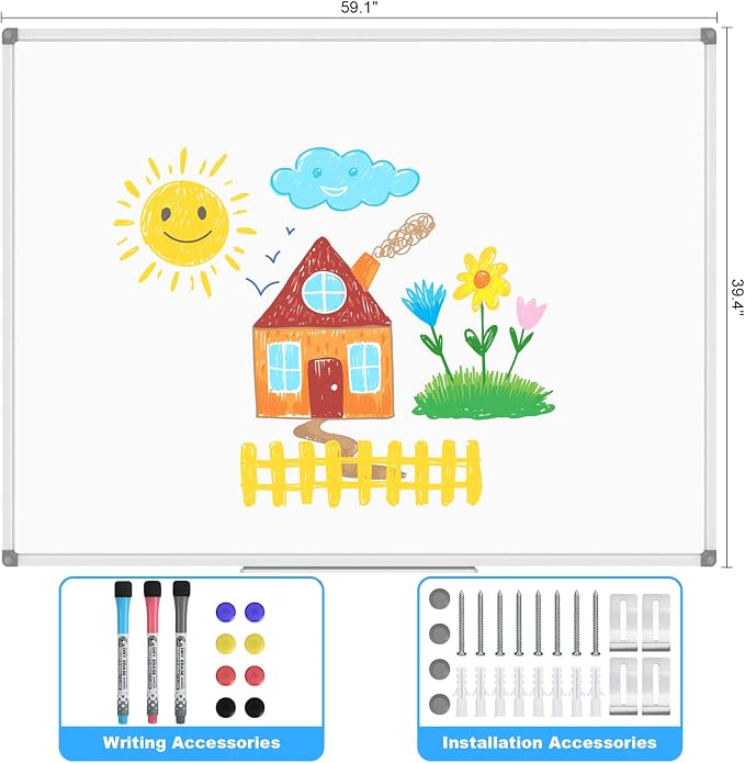 Lockways Dry Erase Board 60 x 40 Inch, Large Magnetic White Board Pack of 2 - Image 2