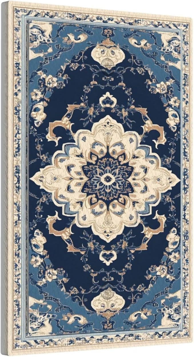 Decorative Light Switch Cover Plate Boho Beige Navy Blue Medallion 1 Gang No - Image 2