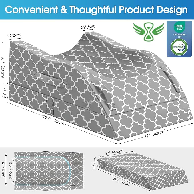 CloudBliss Adjustable Leg Elevation Pillow After Surgery, Memory Foam Wedge - Image 2