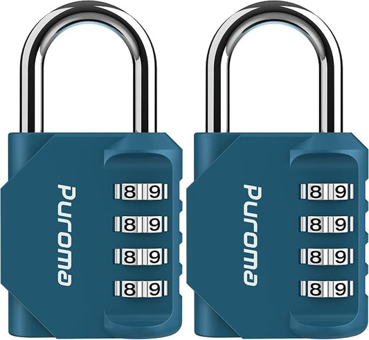 Puroma 2 Pack Combination Lock for Locker 4 Digit Outdoor Waterproof Padlock by Puroma