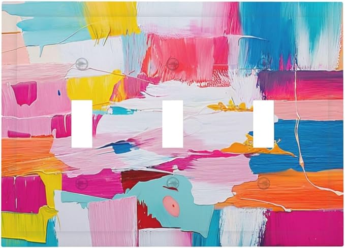 Decorative Switch Plates Multicoloured Modern Watercolor Oil Painting 3 Gang by LightSwitchCover