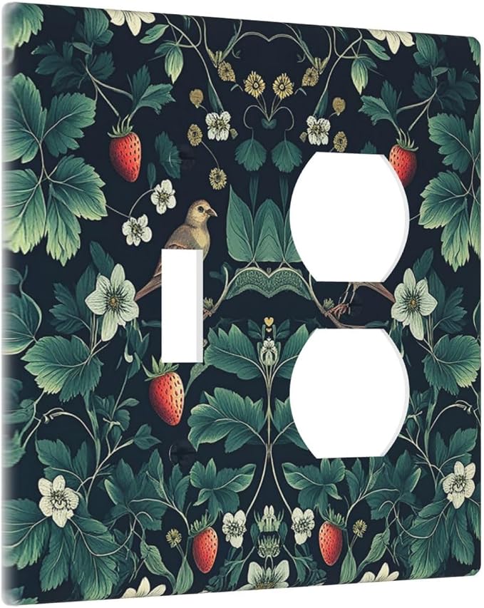 Wallplates Strawberry Birds Flowers Plant Morris Floral 1 Toggle 1 Duplex - Image 2