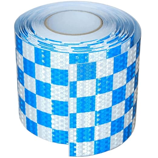 Reflective Tape Blue and White 6 inch X 66 feet, Outdoor Waterproof Hazard by tuyrchu