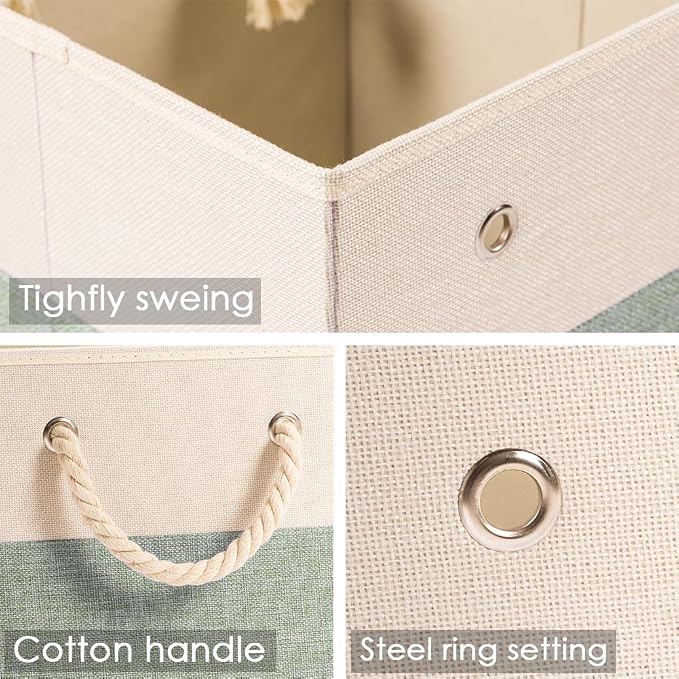 PRANDOM Large Foldable Cube Storage Bins 13x13 inch Fabric Linen Storage - Image 4