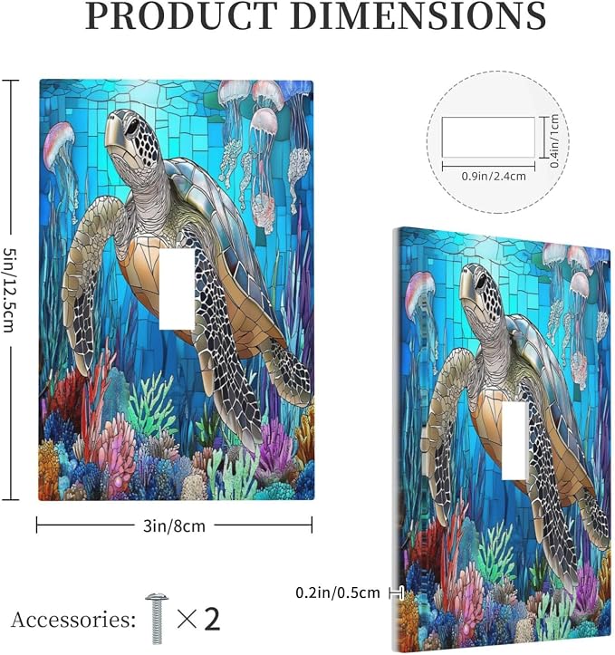 Decorative Light Switch Cover Nautical Sea Turtle Coral Jellyfish 1 Gang Single - Image 5