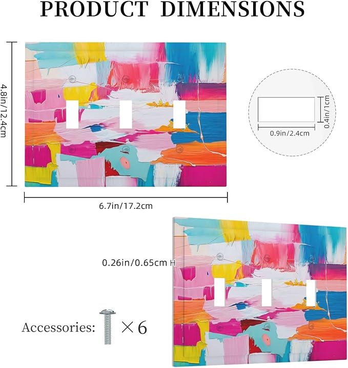 Decorative Switch Plates Multicoloured Modern Watercolor Oil Painting 3 Gang - Image 5