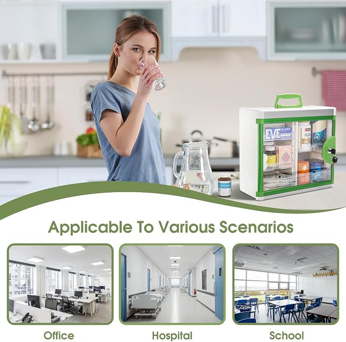 Glosen Medicine Cabinet Locking Medicine Cabinet Wall Mounted【 Green 13.6 x - Image 8