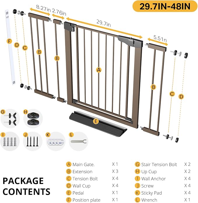 Cumbor 29.7-48" Baby Gate for Stairs, Mom's Choice Awards Winner-Dog Gate for - Field & Grace