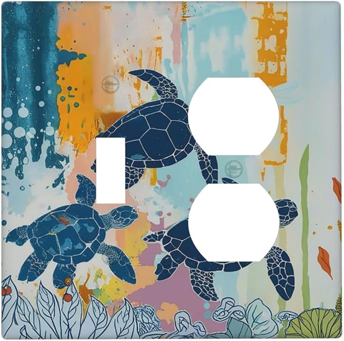 Wallplates Colorful Ocean Sea Turtle Marine Life 1 Toggle 1 Duplex Switch Plate by Everyswitchisastoryswitch