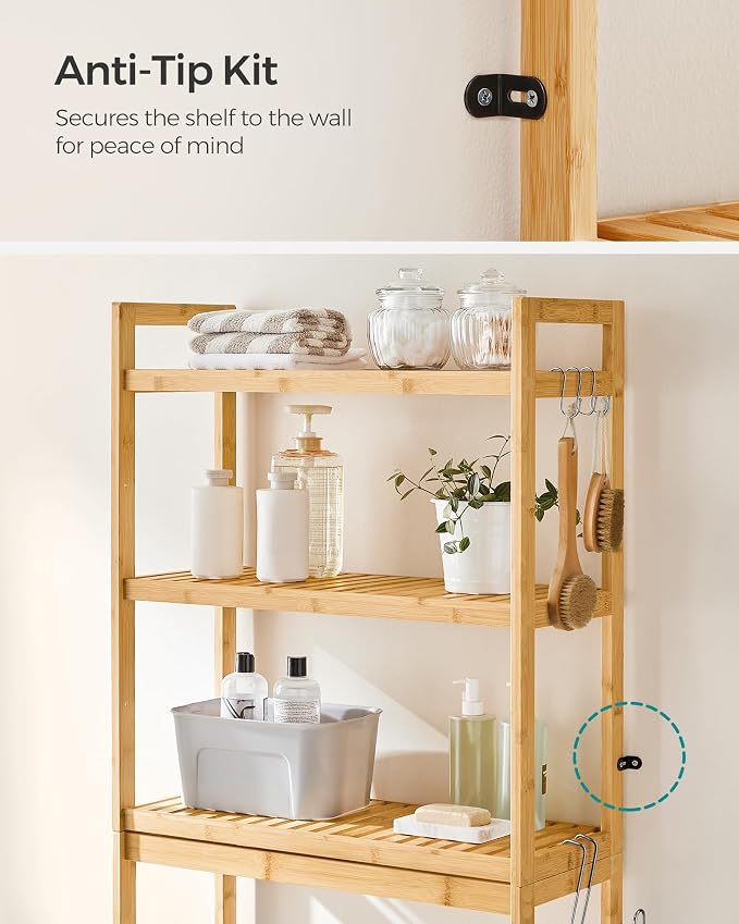 SONGMICS Over The Toilet Storage, 3-Tier Over Toilet Bathroom Organizer - Image 6