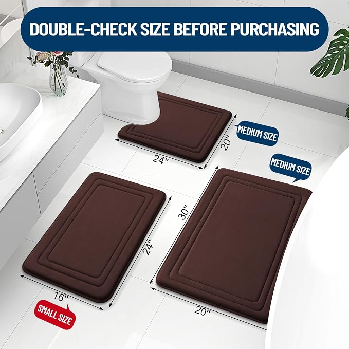 Grandaily Memory Foam Bath Mat Rug 30x20, Ultra Soft, Non-Slip and Absorbent - Image 2