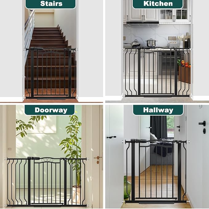 29.53"-33.85" Mornyray Auto-Close Baby Gate Extra Wide, Pressure Mounted Dog & - Image 7
