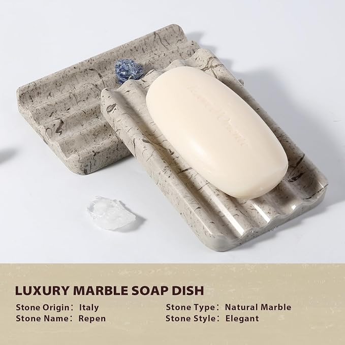 Koville Natural Grey Marble Soap Dish - Image 3