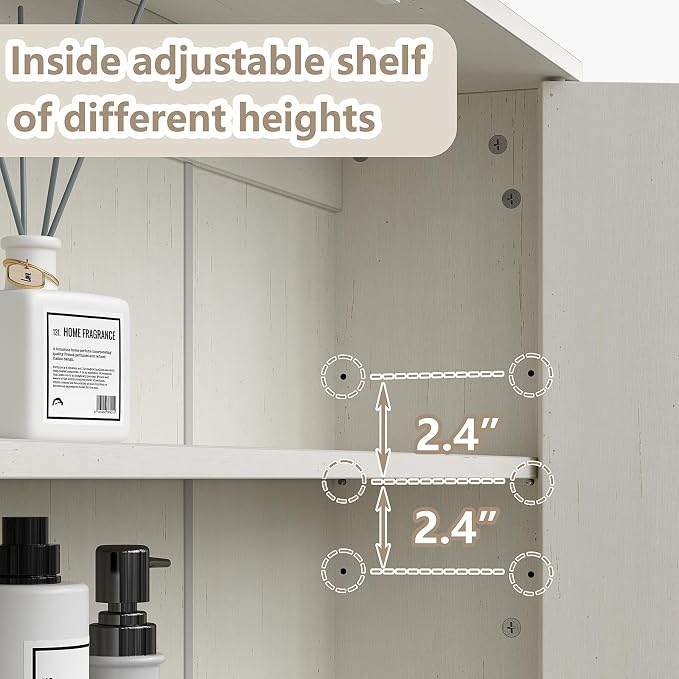 Furnideco Fluted Over The Toilet Storage Cabinet 31''W Modern Above Toilet - Image 6