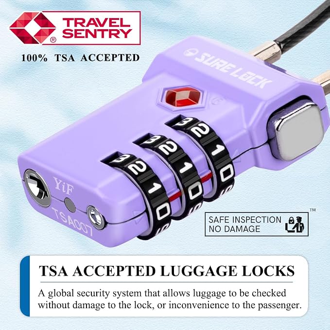 SURE LOCK TSA Approved 3-Digit Combination Luggage Locks – Open Alert Indicator - Image 3