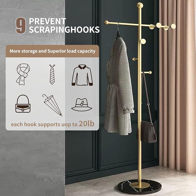 Modern Metal Coat Rack Stand, Heavy Duty T-shaped Coat Rack Freestanding - Image 4