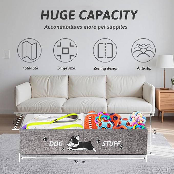 Large Dog Toy Basket with Handles, 28.5" Collapsible Multi-Purpose Hard Board - Image 2